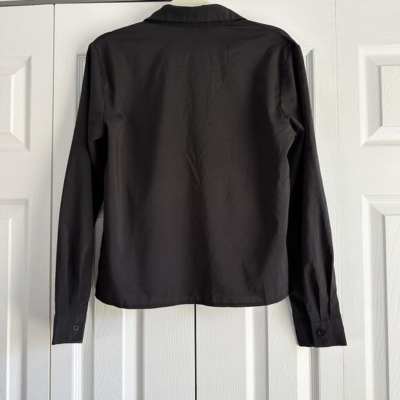Shein Blouse Womens Size Small Black Long Sleeve Twist Front - Picture 3 of 8
